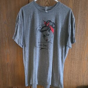 Next Level Apparel Gray Tee with Red Accents
